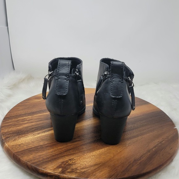 Massini Black Leather 2 Side Zip Heeled 3" Ankle Boots Women's 10 - Picture 3 of 9